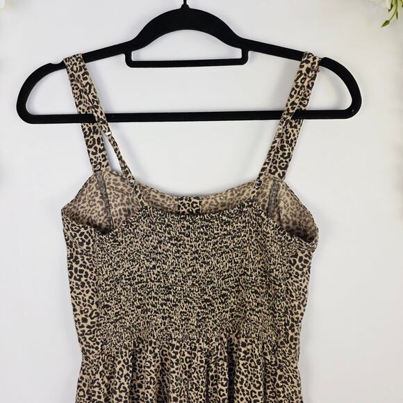 Hollister Romper Medium Tan Leopard Print Y2K Beachy Summer BOHO Sleeveless - Picture 8 of 13